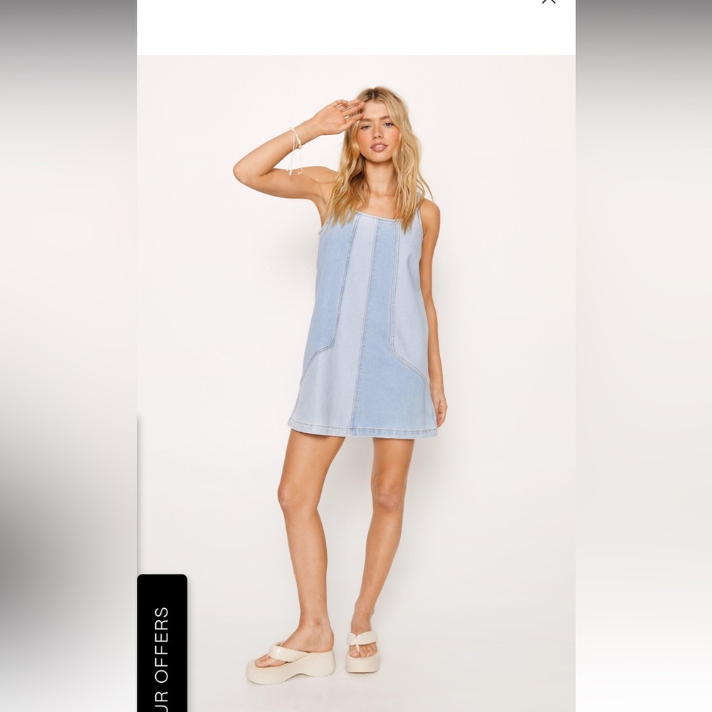Panelled Denim Mini Smock Dress